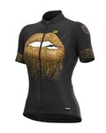 ALÉ Tricou de ciclism cu mânecă scurtă - LIPS LADY - auriu/negru