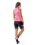 ALÉ Pantaloni scurți de ciclism cu bretele - STRADA LADY - roz/negru