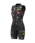 ALÉ Salopetă de ciclism - VERSILIA LADY - negru/alb
