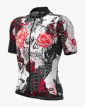 ALÉ Tricou de ciclism cu mânecă scurtă - SKULL - alb/roșu/negru