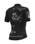 ALÉ Tricou de ciclism cu mânecă scurtă - SKULL - alb/negru