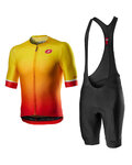 CASTELLI Tricoul și pantaloni scurți de ciclism - AERO RACE II - negru/galben/roșu