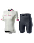 CASTELLI Tricoul și pantaloni scurți de ciclism - GRADIENT LADY II - albastru/alb