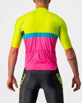 CASTELLI Tricou de ciclism cu mânecă scurtă - A BLOCCO  - negru/roz/albastru/galben