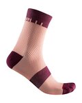 CASTELLI Șosete clasice de ciclism - VELOCISSIMA 12 LADY - bordo/roz