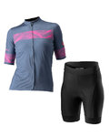 CASTELLI Tricoul și pantaloni scurți de ciclism - FENICE LADY - negru/albastru/roz