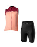 CASTELLI Tricoul și pantaloni scurți de ciclism - VELOCISSIMA LADY - roz/bordo/negru