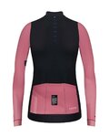 GOBIK Tricou de cilism pentru iarnă cu mânecă lungă - COBBLE BLEND LADY - negru/fildeş/roz