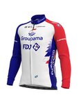 ALÉ Tricou de cilism pentru iarnă cu mânecă lungă - GROUPAMA FDJ 2021 - roșu/albastru/alb