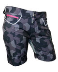 HAVEN Pantaloni scurți de ciclism fără bretele - PEARL NEO LADY - negru/roz