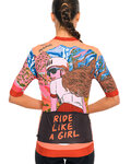 HOLOKOLO Tricoul și pantaloni scurți de ciclism - FREE ELITE LADY - multicolor/portocaliu/negru
