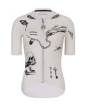 HOLOKOLO Tricou de ciclism cu mânecă scurtă - TATTOO ELITE LADY - fildeş/negru