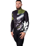 HOLOKOLO Tricou de cilism pentru iarnă cu mânecă lungă - CAMOUFLAGE WINTER - verde/negru