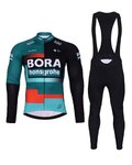 BONAVELO Tricou și pantaloni de iarnă de ciclism - BORA 2024 WINTER - roșu/alb/negru/verde