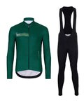 HOLOKOLO Tricou și pantaloni lungi de ciclism - VIBES WINTER - negru/verde
