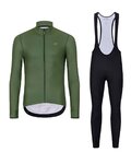 HOLOKOLO Tricou și pantaloni lungi de ciclism - PHANTOM WINTER - negru/verde