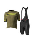 CASTELLI Tricoul și pantaloni scurți de ciclism - GRIMPEUR - verde/negru