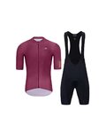 HOLOKOLO Tricoul și pantaloni scurți de ciclism - set - bordo/negru