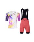 HOLOKOLO Tricoul și pantaloni scurți de ciclism - SPLASH - roz/mov/multicolor