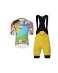 HOLOKOLO Tricoul și pantaloni scurți de ciclism - DEER - galben/verde/multicolor