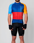 HOLOKOLO Tricoul și pantaloni scurți de ciclism - ENGRAVE - roșu/albastru/negru