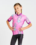 HOLOKOLO Tricou de ciclism cu mânecă scurtă - UNICORNS KIDS - roz/multicolor