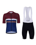 HOLOKOLO Tricoul și pantaloni scurți de ciclism - SPORTY - albastru/negru/bordo