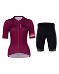 HOLOKOLO Tricoul și pantaloni scurți de ciclism - HAPPY ELITE LADY - bordo/negru