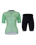 HOLOKOLO Tricoul și pantaloni scurți de ciclism - FRESH ELITE LADY - verde/negru