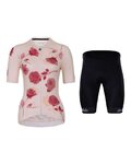 HOLOKOLO Tricoul și pantaloni scurți de ciclism - ROMANTIC ELITE LADY - bej/negru/bordo