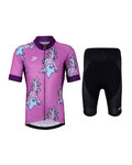 HOLOKOLO Tricoul și pantaloni scurți de ciclism - UNICORNS KIDS - roz/negru