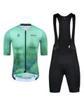 MONTON Tricoul și pantaloni scurți de ciclism - FOREST - verde/alb/negru