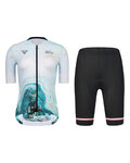 MONTON Tricoul și pantaloni scurți de ciclism - WATER FLOW LADY - negru/albastru/alb