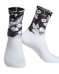 MONTON Șosete clasice de ciclism - WILDFLOWER - negru/alb