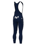 ALÉ Pantaloni de ciclism lungi cu bretele - MOVISTAR 2021 WINTER - albastru