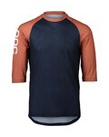 POC Tricou de ciclism cu mânecă scurtă - MTB PURE 3/4 - albastru/portocaliu