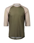 POC Tricou de ciclism cu mânecă scurtă - MTB PURE 3/4  - verde/bej