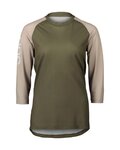 POC Tricou de ciclism cu mânecă scurtă - MTB PURE 3/4 LADY - bej/verde