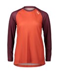 POC Tricou de ciclism cu mânecă lungă de vară - MTB PURE LADY - bordo/portocaliu