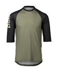 POC Tricou de ciclism cu mânecă scurtă - MTB PURE 3/4 - negru/verde