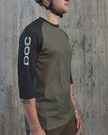 POC Tricou de ciclism cu mânecă scurtă - MTB PURE 3/4 - negru/verde
