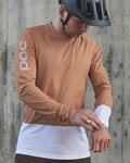 POC Tricou de ciclism cu mânecă lungă de vară - MTB PURE - alb/maro