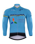 Tricou de cilism pentru iarnă cu mânecă lungă - ASTANA 2017 WINTER - albastru deschis