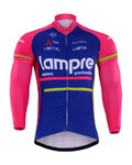 Tricou de ciclism cu mânecă lungă de vară - LAMPRE 2017 SUMMER - albastru/roz