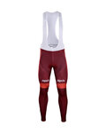 Pantaloni de ciclism lungi cu bretele - KATUSHA 2018 WINTER - roșu/bordo