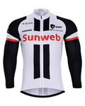 Tricou de ciclism cu mânecă lungă de vară - SUNWEB 2018 SUMMER - alb/negru