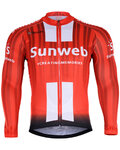 BONAVELO Tricou de cilism pentru iarnă cu mânecă lungă - SUNWEB 2019 WINTER - roșu