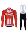 BONAVELO Tricou și pantaloni de iarnă de ciclism - SUNWEB 2020 WINTER - roșu/alb/negru