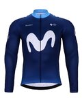 BONAVELO Tricou de cilism pentru iarnă cu mânecă lungă - MOVISTAR 2024 WINTER - alb/albastru