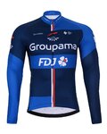 BONAVELO Tricou de cilism pentru iarnă cu mânecă lungă - FDJ 2025 WINTER - albastru/negru
